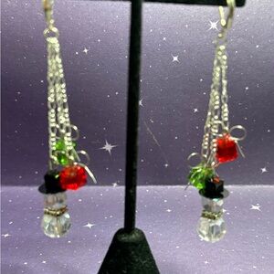 Snowman and Presents Christmas Dangle Earrings